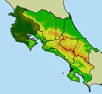 Map of Guanacaste in Costa Rica